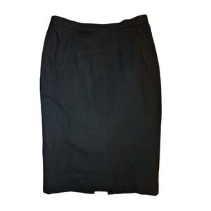 Vintage Unbranded Black Midi Pencil Skirt 100% Wool Size 14